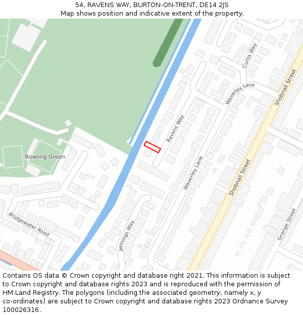 54, RAVENS WAY, BURTON-ON-TRENT, DE14 2JS: Location map and indicative extent of plot