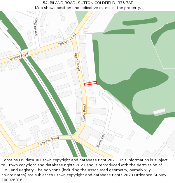 54, RILAND ROAD, SUTTON COLDFIELD, B75 7AT: Location map and indicative extent of plot