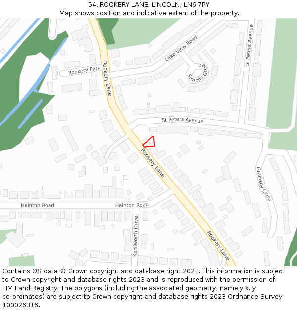 54, ROOKERY LANE, LINCOLN, LN6 7PY: Location map and indicative extent of plot