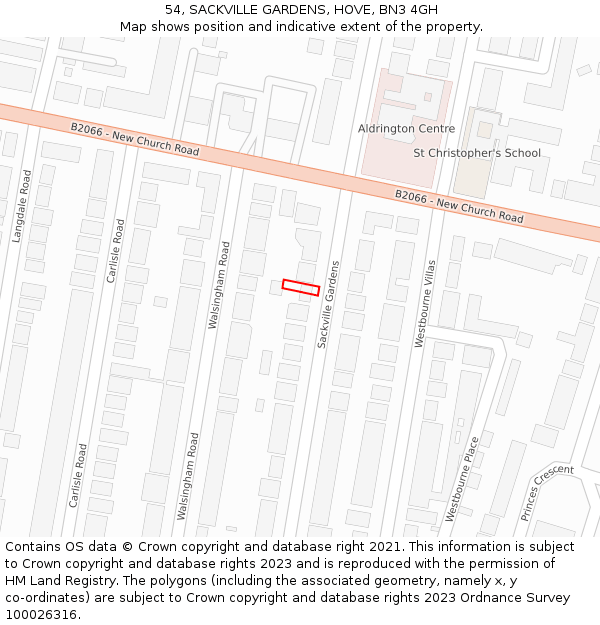 54, SACKVILLE GARDENS, HOVE, BN3 4GH: Location map and indicative extent of plot