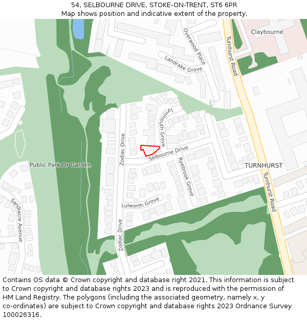 54, SELBOURNE DRIVE, STOKE-ON-TRENT, ST6 6PR: Location map and indicative extent of plot