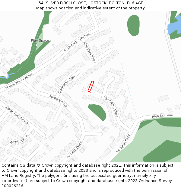 54, SILVER BIRCH CLOSE, LOSTOCK, BOLTON, BL6 4GF: Location map and indicative extent of plot