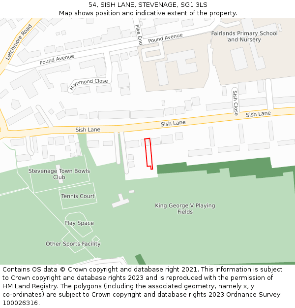 54, SISH LANE, STEVENAGE, SG1 3LS: Location map and indicative extent of plot