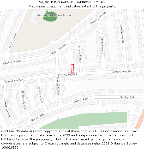 54, SONNING AVENUE, LIVERPOOL, L21 9JY: Location map and indicative extent of plot