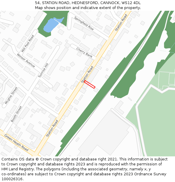 54, STATION ROAD, HEDNESFORD, CANNOCK, WS12 4DL: Location map and indicative extent of plot