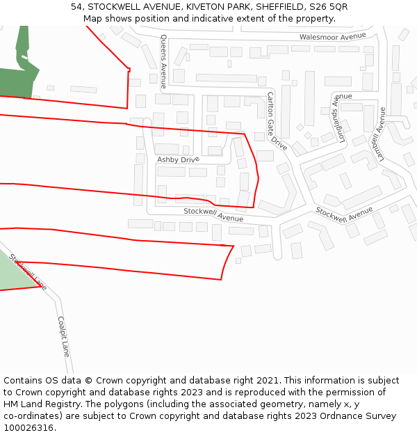 54, STOCKWELL AVENUE, KIVETON PARK, SHEFFIELD, S26 5QR: Location map and indicative extent of plot