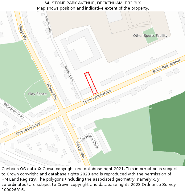 54, STONE PARK AVENUE, BECKENHAM, BR3 3LX: Location map and indicative extent of plot
