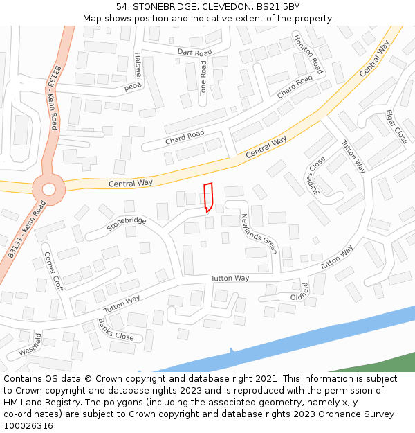54, STONEBRIDGE, CLEVEDON, BS21 5BY: Location map and indicative extent of plot