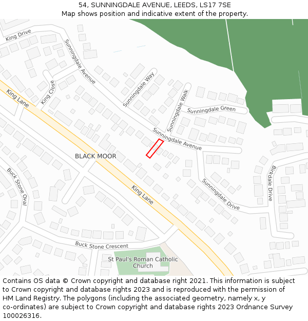 54, SUNNINGDALE AVENUE, LEEDS, LS17 7SE: Location map and indicative extent of plot
