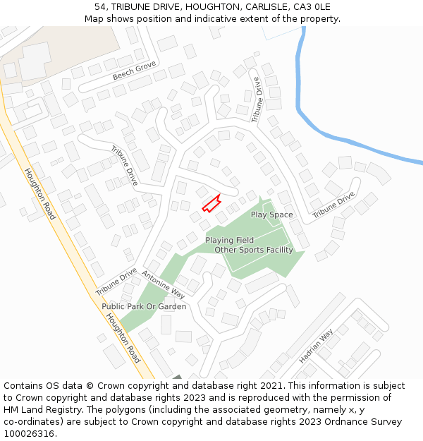 54, TRIBUNE DRIVE, HOUGHTON, CARLISLE, CA3 0LE: Location map and indicative extent of plot