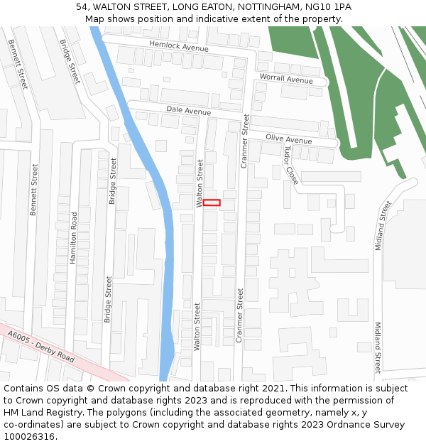 54, WALTON STREET, LONG EATON, NOTTINGHAM, NG10 1PA: Location map and indicative extent of plot