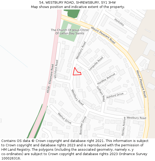 54, WESTBURY ROAD, SHREWSBURY, SY1 3HW: Location map and indicative extent of plot