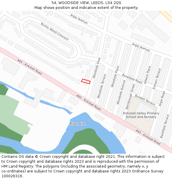 54, WOODSIDE VIEW, LEEDS, LS4 2QS: Location map and indicative extent of plot