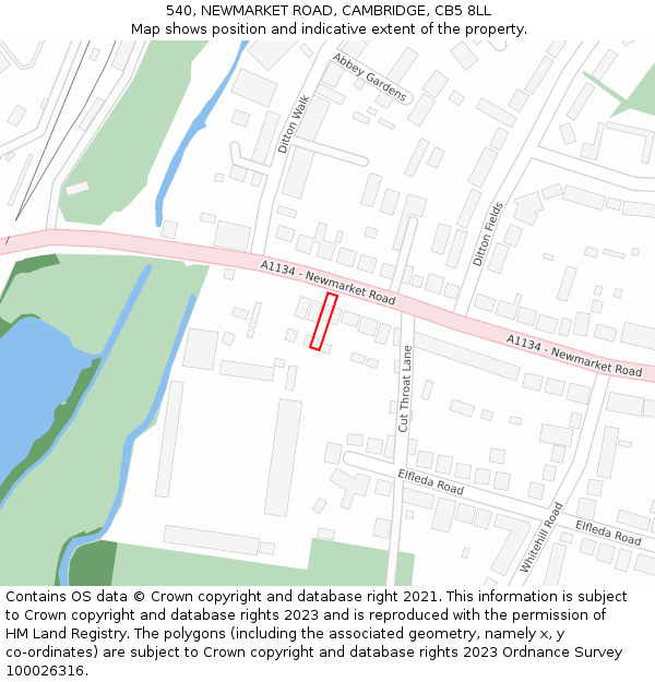 540, NEWMARKET ROAD, CAMBRIDGE, CB5 8LL: Location map and indicative extent of plot