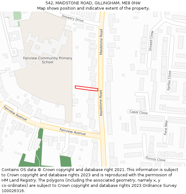 542, MAIDSTONE ROAD, GILLINGHAM, ME8 0NW: Location map and indicative extent of plot