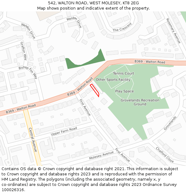 542, WALTON ROAD, WEST MOLESEY, KT8 2EG: Location map and indicative extent of plot