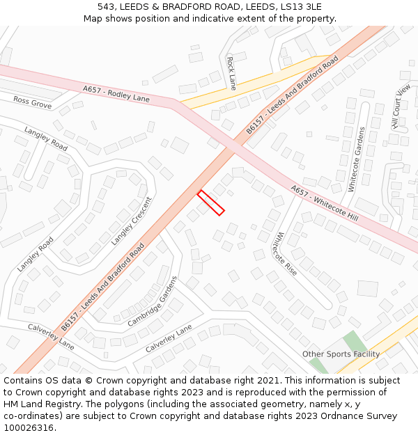 543, LEEDS & BRADFORD ROAD, LEEDS, LS13 3LE: Location map and indicative extent of plot
