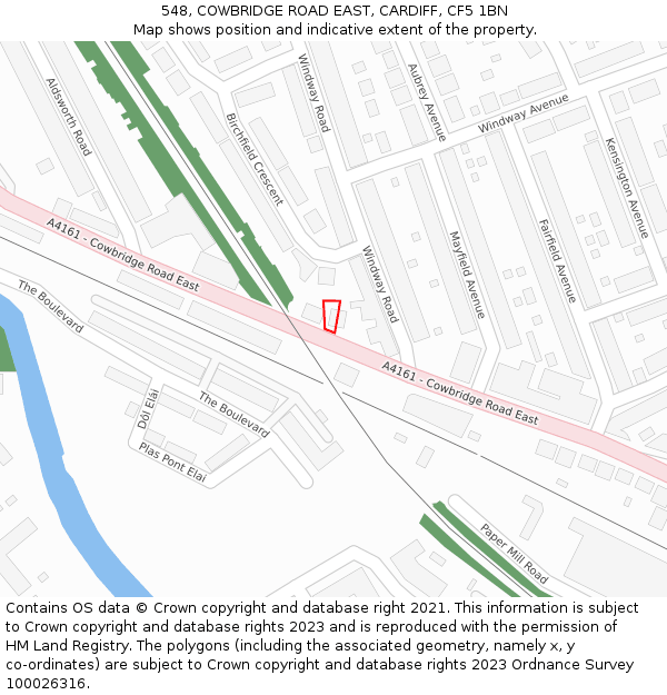 548, COWBRIDGE ROAD EAST, CARDIFF, CF5 1BN: Location map and indicative extent of plot