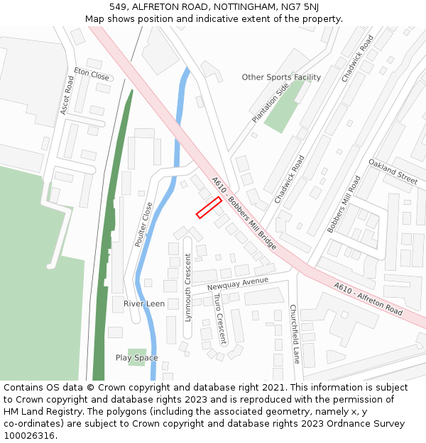 549, ALFRETON ROAD, NOTTINGHAM, NG7 5NJ: Location map and indicative extent of plot