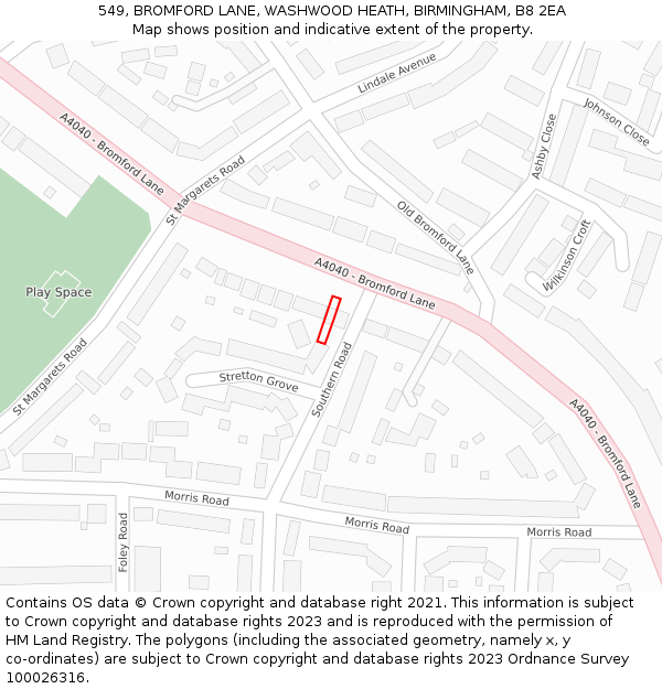 549, BROMFORD LANE, WASHWOOD HEATH, BIRMINGHAM, B8 2EA: Location map and indicative extent of plot