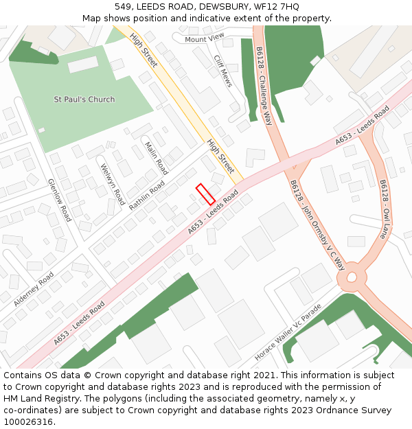 549, LEEDS ROAD, DEWSBURY, WF12 7HQ: Location map and indicative extent of plot