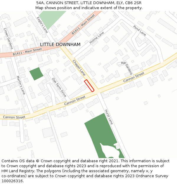 54A, CANNON STREET, LITTLE DOWNHAM, ELY, CB6 2SR: Location map and indicative extent of plot