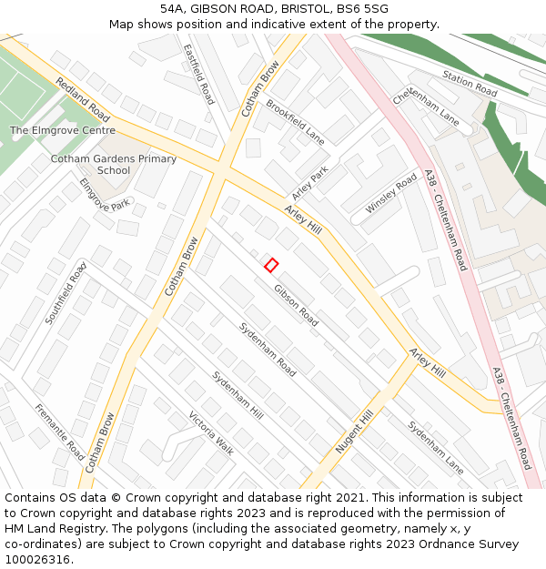 54A, GIBSON ROAD, BRISTOL, BS6 5SG: Location map and indicative extent of plot