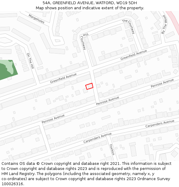 54A, GREENFIELD AVENUE, WATFORD, WD19 5DH: Location map and indicative extent of plot
