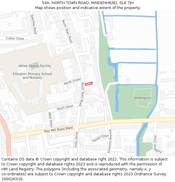 54A, NORTH TOWN ROAD, MAIDENHEAD, SL6 7JH: Location map and indicative extent of plot