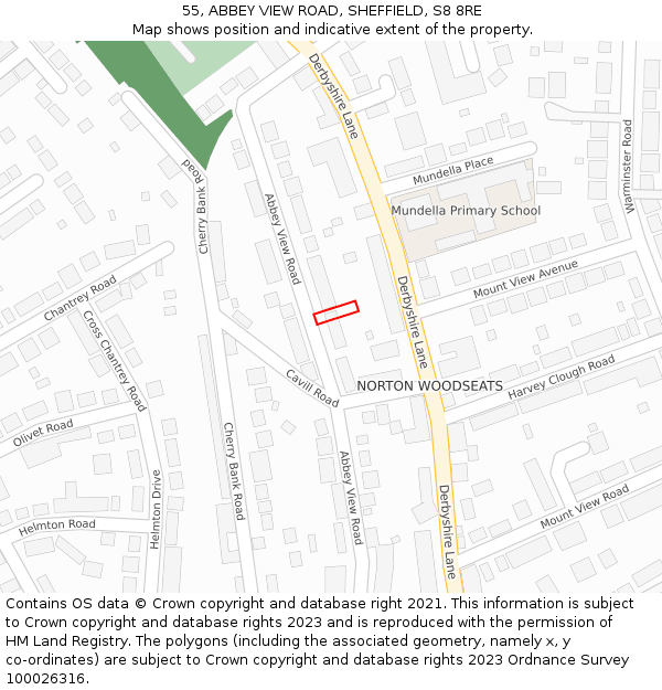 55, ABBEY VIEW ROAD, SHEFFIELD, S8 8RE: Location map and indicative extent of plot