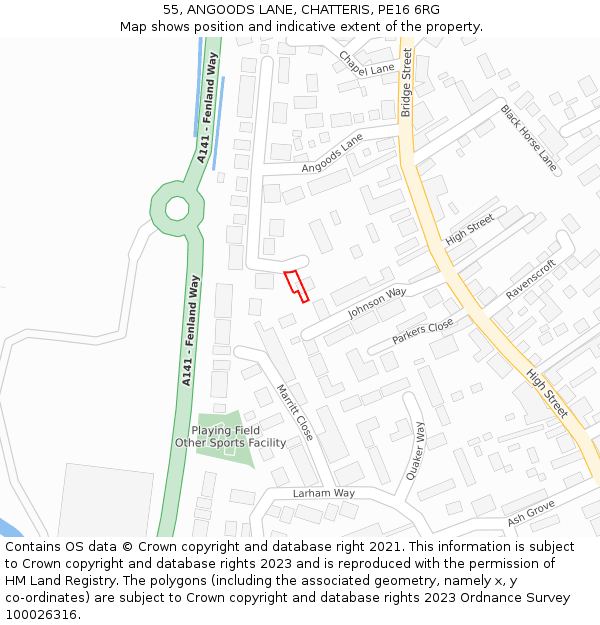 55, ANGOODS LANE, CHATTERIS, PE16 6RG: Location map and indicative extent of plot