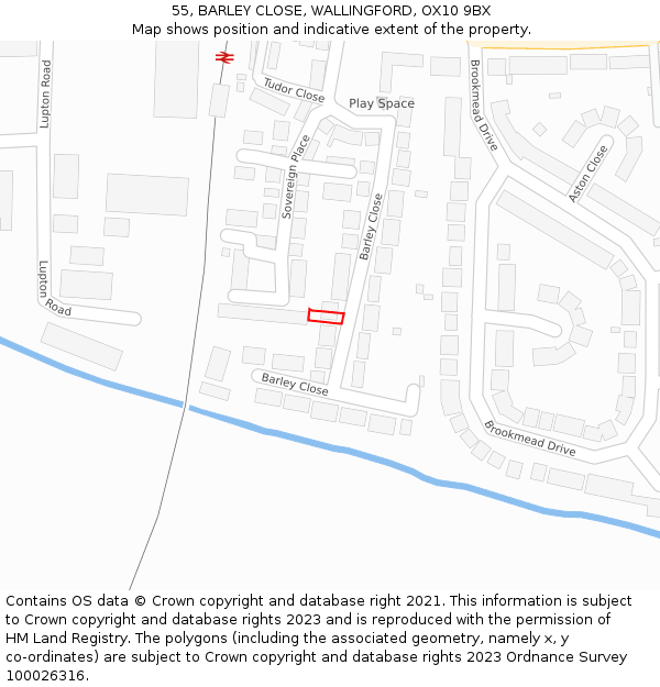 55, BARLEY CLOSE, WALLINGFORD, OX10 9BX: Location map and indicative extent of plot