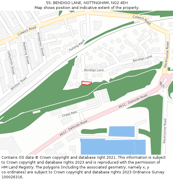 55, BENDIGO LANE, NOTTINGHAM, NG2 4EH: Location map and indicative extent of plot