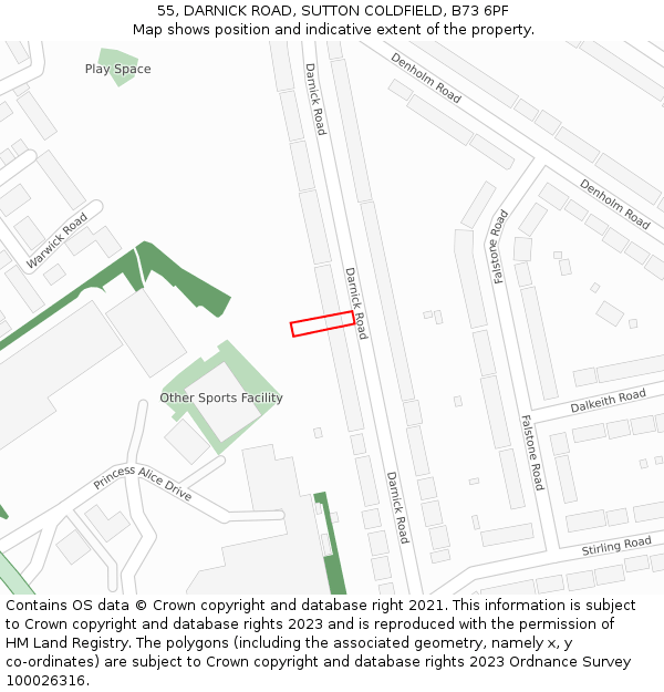 55, DARNICK ROAD, SUTTON COLDFIELD, B73 6PF: Location map and indicative extent of plot
