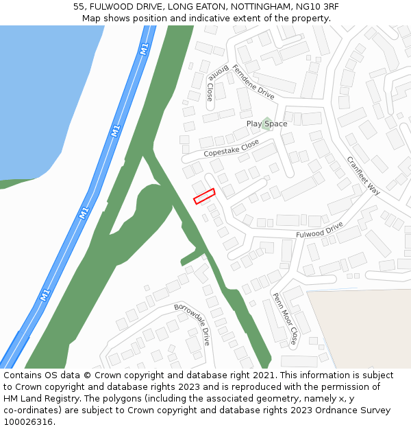 55, FULWOOD DRIVE, LONG EATON, NOTTINGHAM, NG10 3RF: Location map and indicative extent of plot