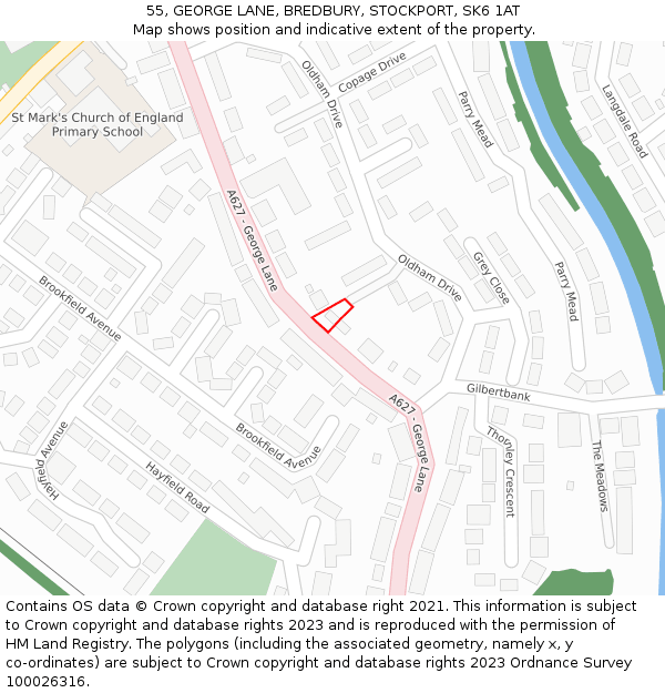 55, GEORGE LANE, BREDBURY, STOCKPORT, SK6 1AT: Location map and indicative extent of plot