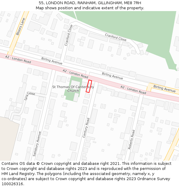 55, LONDON ROAD, RAINHAM, GILLINGHAM, ME8 7RH: Location map and indicative extent of plot