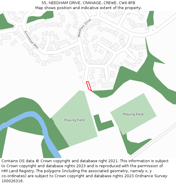 55, NEEDHAM DRIVE, CRANAGE, CREWE, CW4 8FB: Location map and indicative extent of plot
