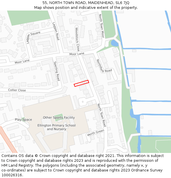 55, NORTH TOWN ROAD, MAIDENHEAD, SL6 7JQ: Location map and indicative extent of plot