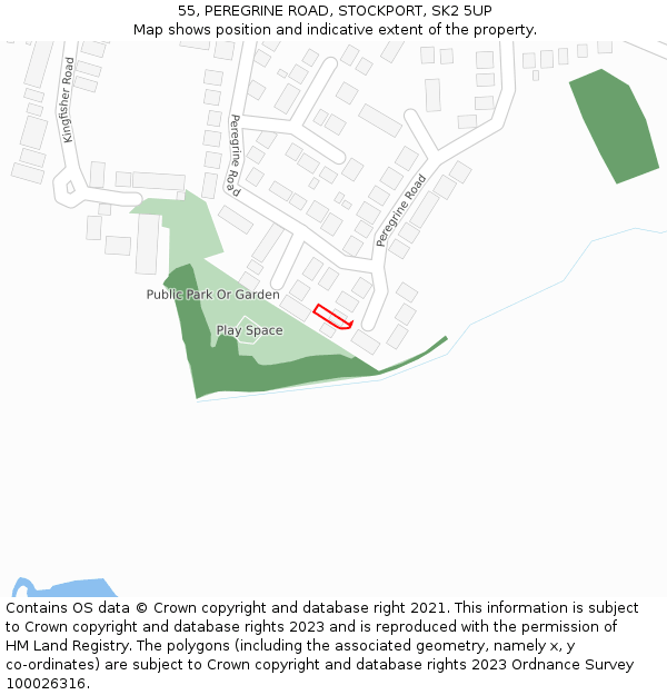 55, PEREGRINE ROAD, STOCKPORT, SK2 5UP: Location map and indicative extent of plot