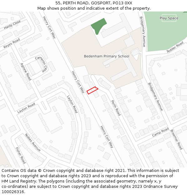 55, PERTH ROAD, GOSPORT, PO13 0XX: Location map and indicative extent of plot