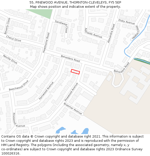 55, PINEWOOD AVENUE, THORNTON-CLEVELEYS, FY5 5EP: Location map and indicative extent of plot