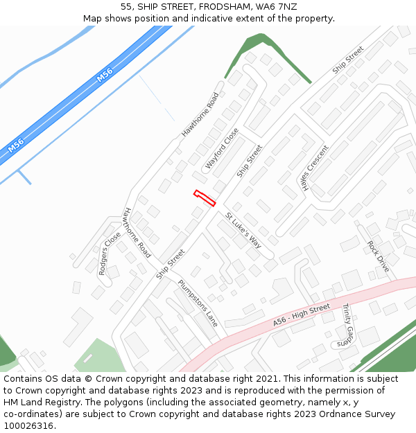 55, SHIP STREET, FRODSHAM, WA6 7NZ: Location map and indicative extent of plot