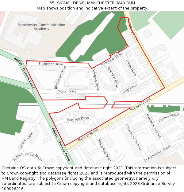 55, SIGNAL DRIVE, MANCHESTER, M40 8NN: Location map and indicative extent of plot