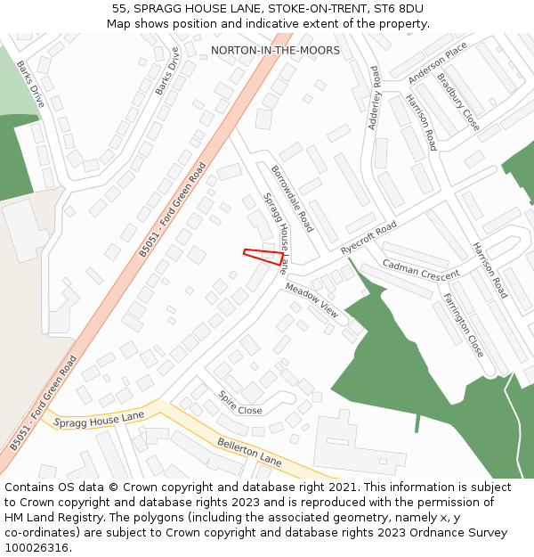 55, SPRAGG HOUSE LANE, STOKE-ON-TRENT, ST6 8DU: Location map and indicative extent of plot