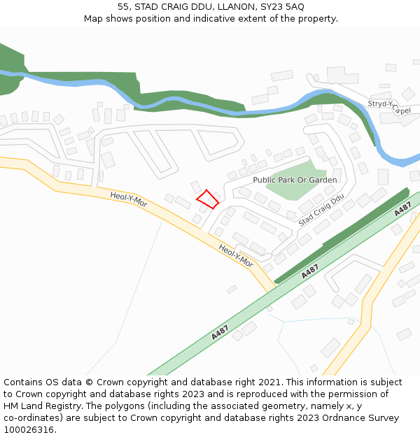 55, STAD CRAIG DDU, LLANON, SY23 5AQ: Location map and indicative extent of plot