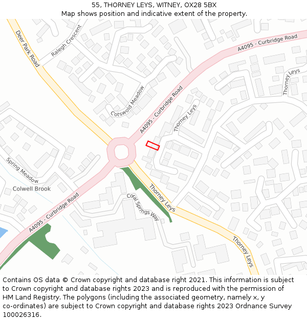 55, THORNEY LEYS, WITNEY, OX28 5BX: Location map and indicative extent of plot