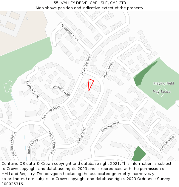 55, VALLEY DRIVE, CARLISLE, CA1 3TR: Location map and indicative extent of plot