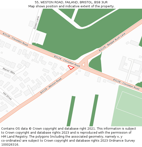 55, WESTON ROAD, FAILAND, BRISTOL, BS8 3UR: Location map and indicative extent of plot