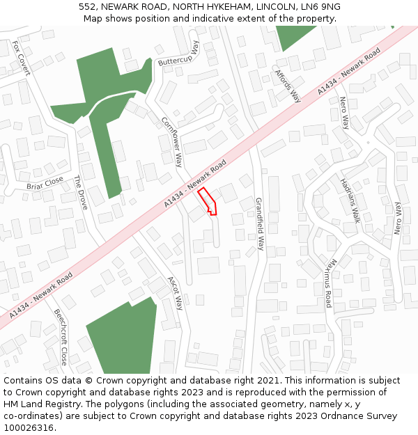 552, NEWARK ROAD, NORTH HYKEHAM, LINCOLN, LN6 9NG: Location map and indicative extent of plot
